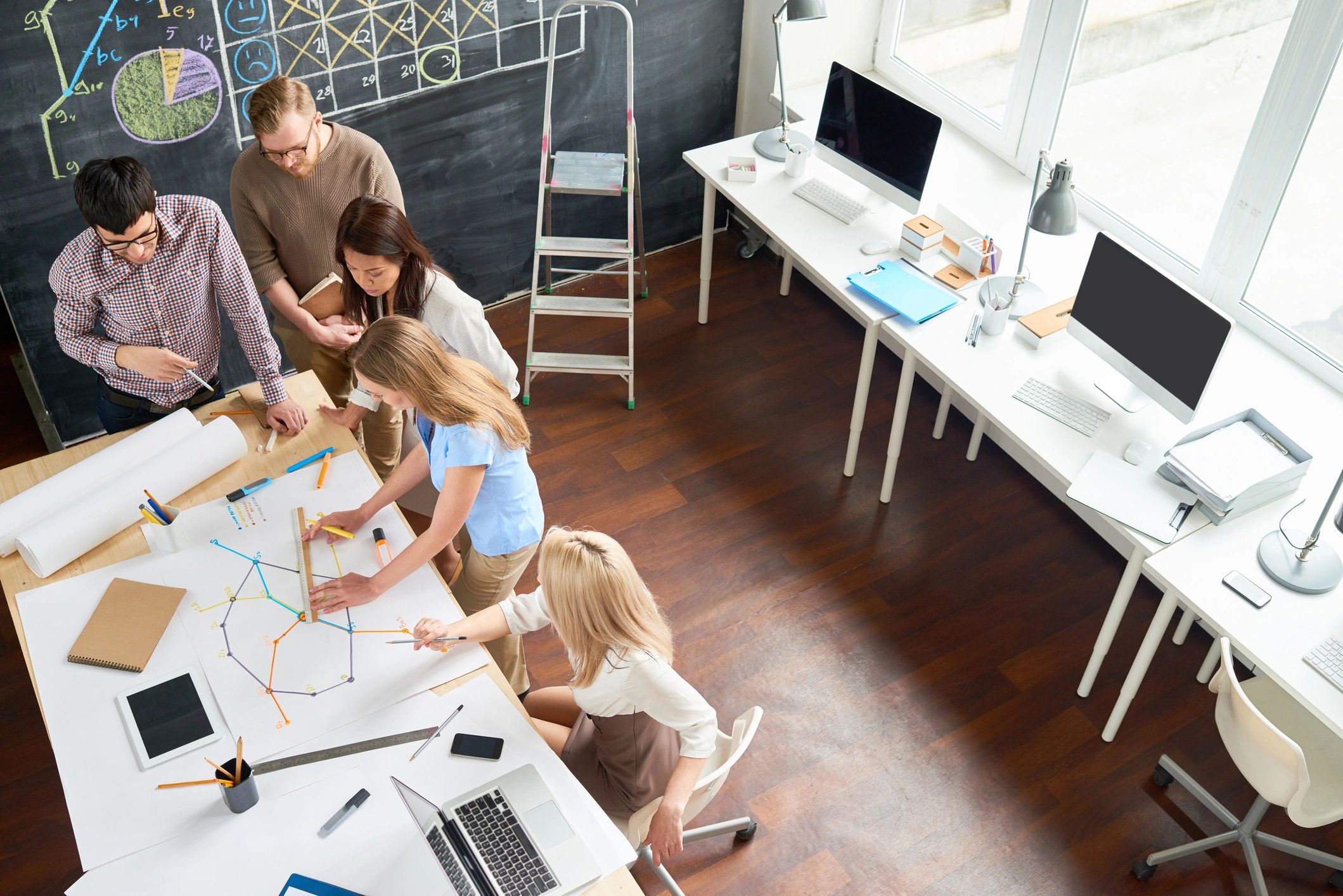 Design team working together in a studio environment